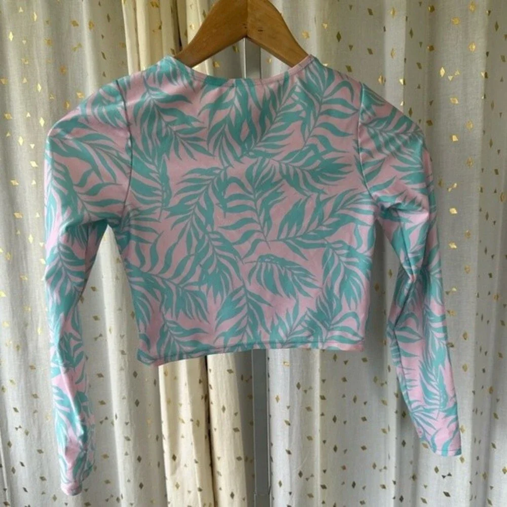 Art Class Girls Long Sleeve Crop Rash Guard Like Swimsuit Top Beachy Surf L
